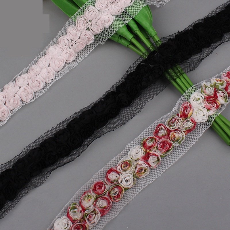 Rose Design Embroidery Tulle Bridal Veil Tulle Fabric For Bridal