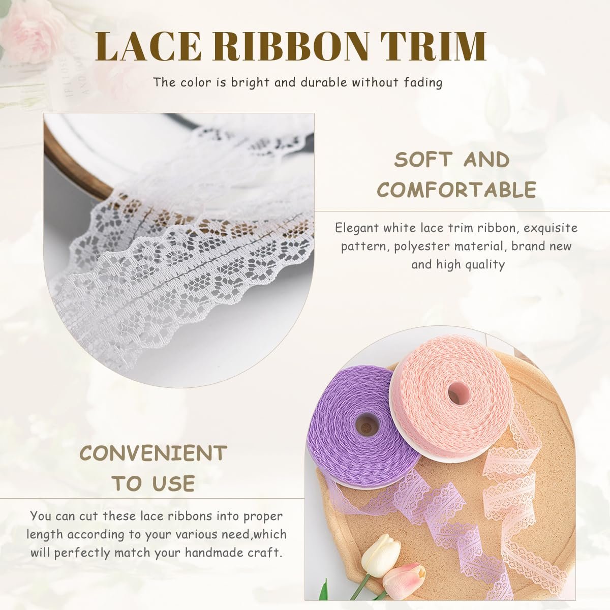 Lace Trim Ribbon 1.2 Inch Wide lace Fabric Vintage Pattern Roll Ribbons For Gift Wrapping Crafts Flower