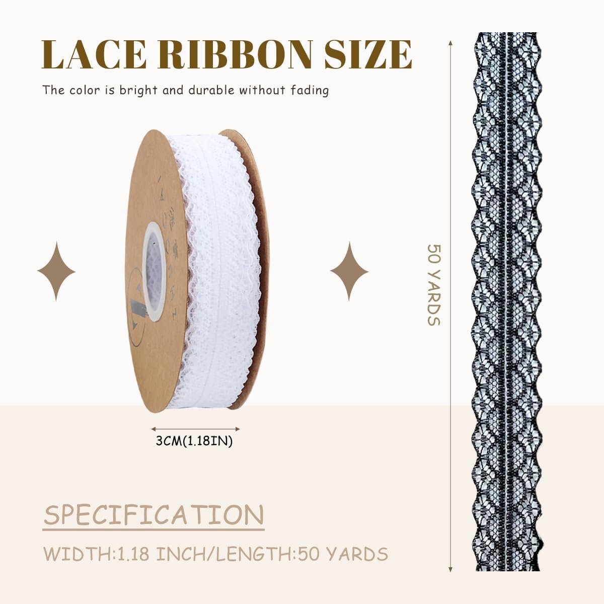 Lace Trim Ribbon 1.2 Inch Wide lace Fabric Vintage Pattern Roll Ribbons For Gift Wrapping Crafts Flower