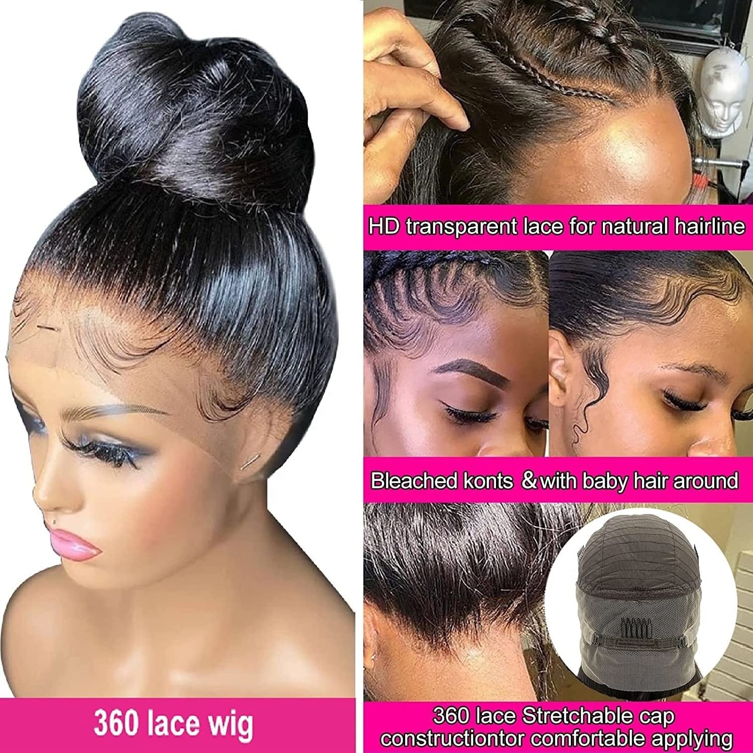 Glueless Full HD 360 Lace Front Wigs Human Hair Pre Plucked Wholesale Natural Wigs For Black Women Brazilian Human Hair Wig