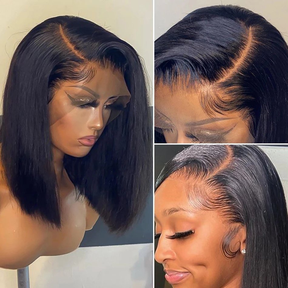 Cheap Bone Straight Short Bob Wig Raw Indian Human Hair Lace Front Wigs For Black Women Wholesale Hd Lace Frontal Wig Human Hair