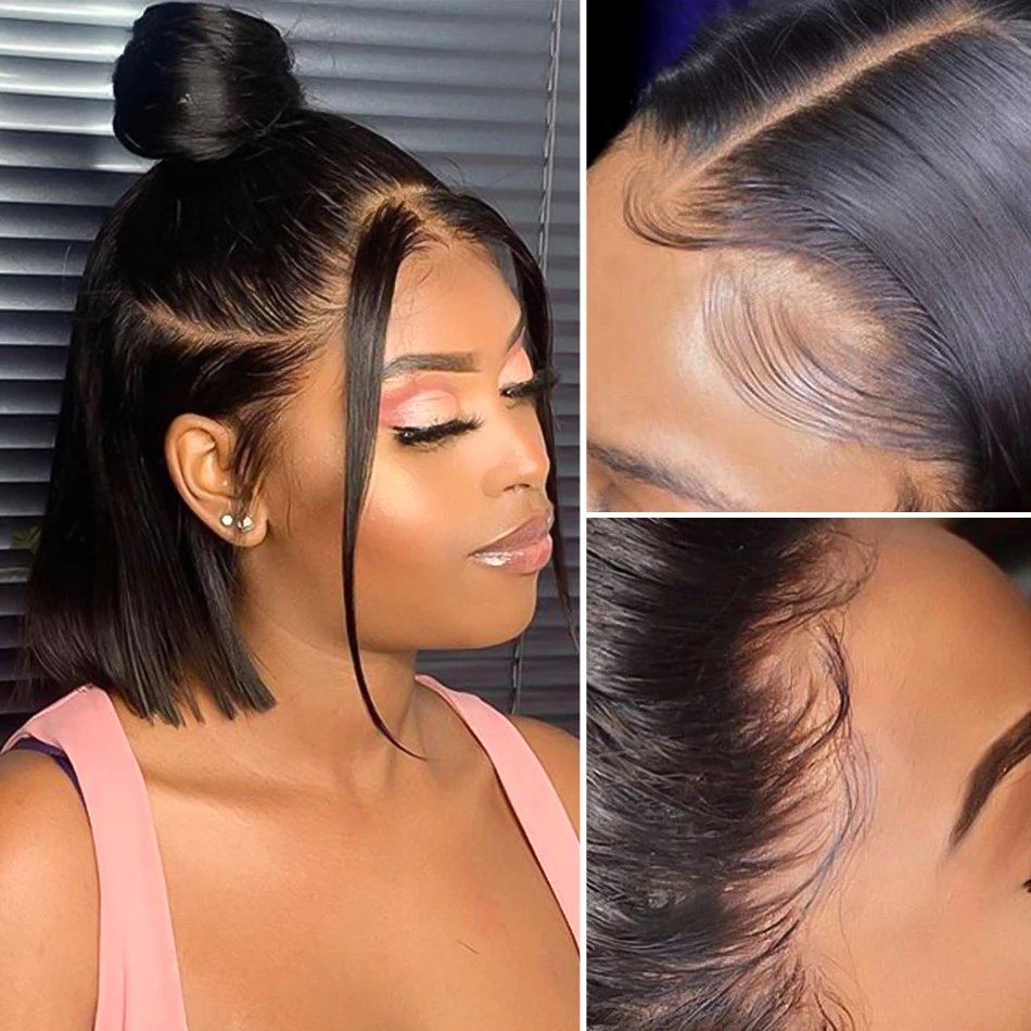 Cheap Bone Straight Short Bob Wig Raw Indian Human Hair Lace Front Wigs For Black Women Wholesale Hd Lace Frontal Wig Human Hair