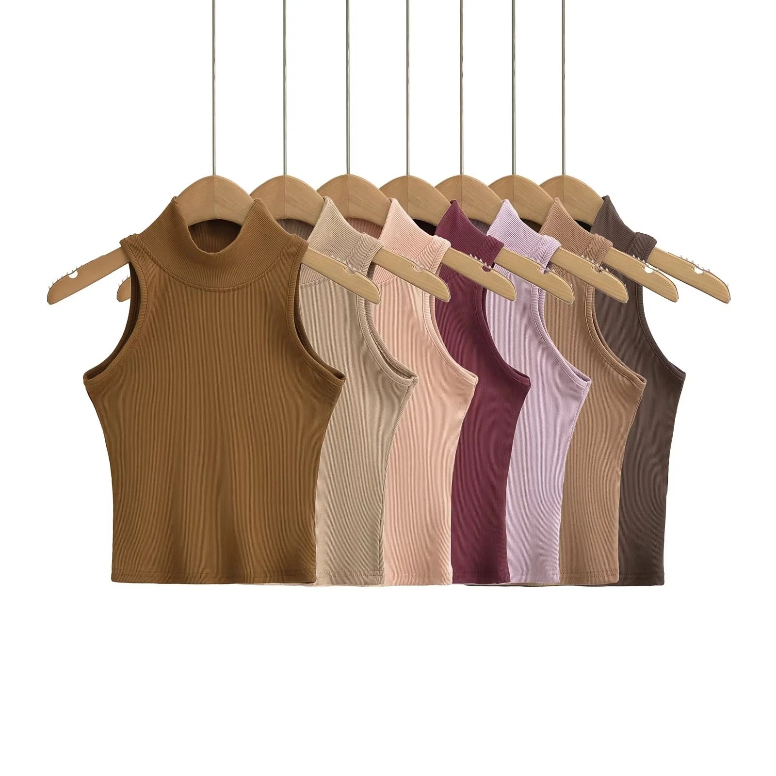 OEM Cropped Women's Solid T-shirt Tank Top Streetwear Stretch Rib Knit Modal Casual Tank Top Women