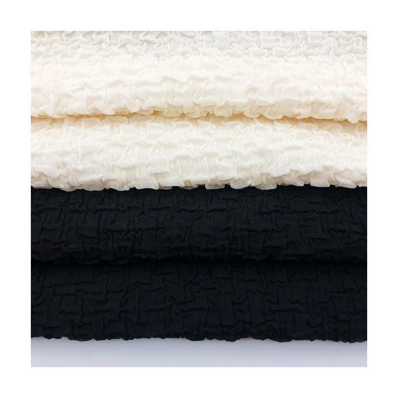 Hot sales crinkly texture 230gsm 95% polyester 5%spandex piece dyed crepe bubble jacquard fabric for clothing dress