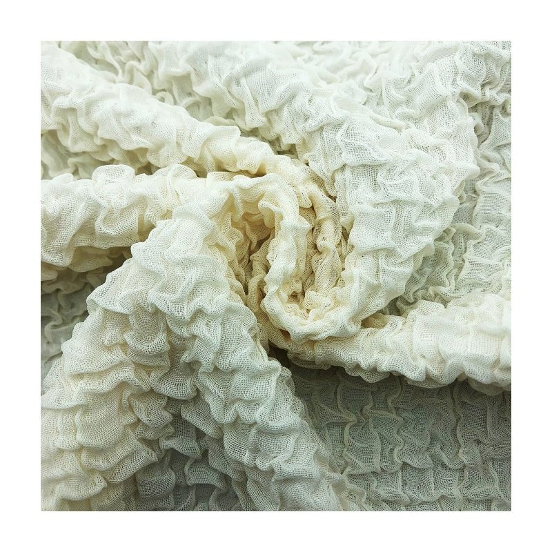 Hot sales crinkly texture 230gsm 95% polyester 5%spandex piece dyed crepe bubble jacquard fabric for clothing dress