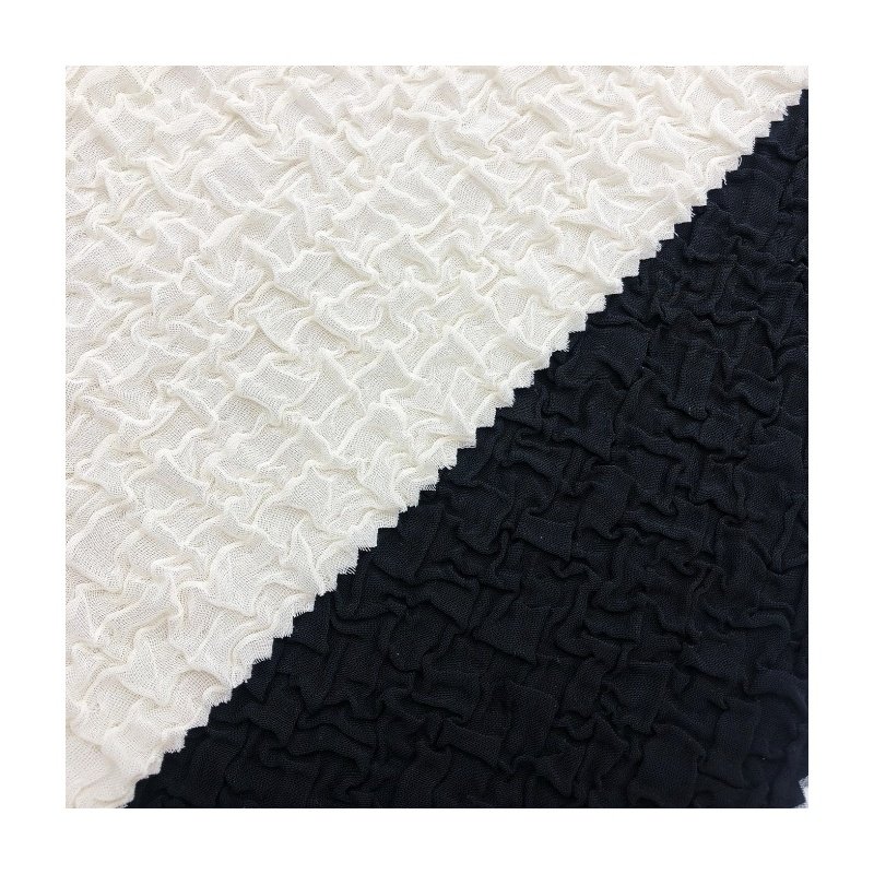 Hot sales crinkly texture 230gsm 95% polyester 5%spandex piece dyed crepe bubble jacquard fabric for clothing dress