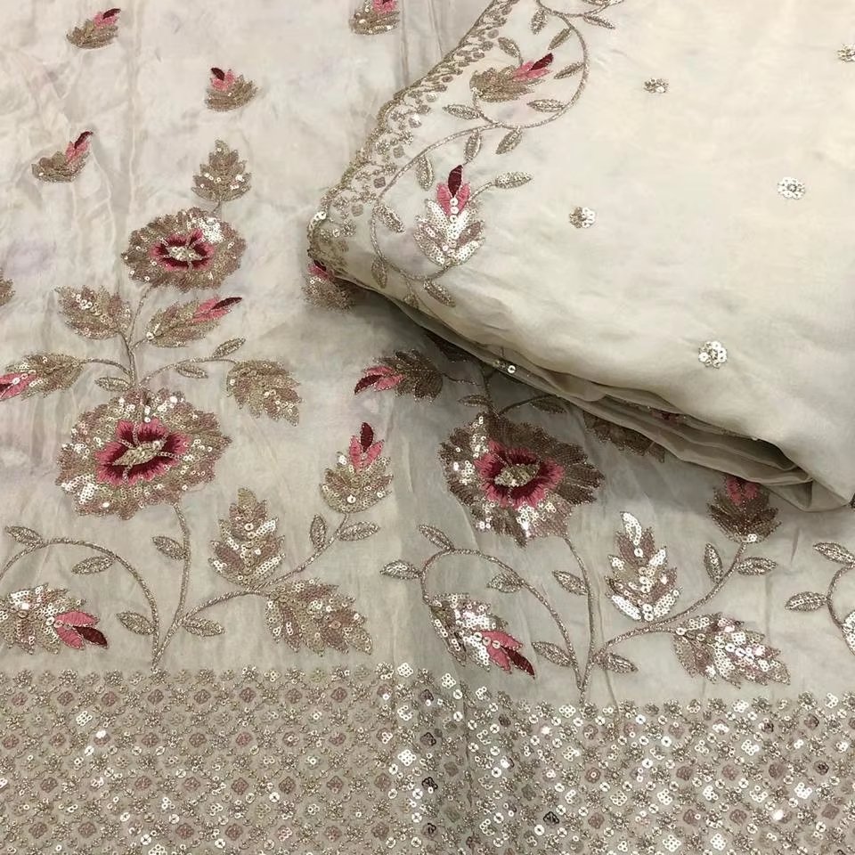 Direct Factory Import Most Selling Pure Natural Silk Crepe Embroidery Fabric Wedding Special Occasions Printed Tulle Boys'