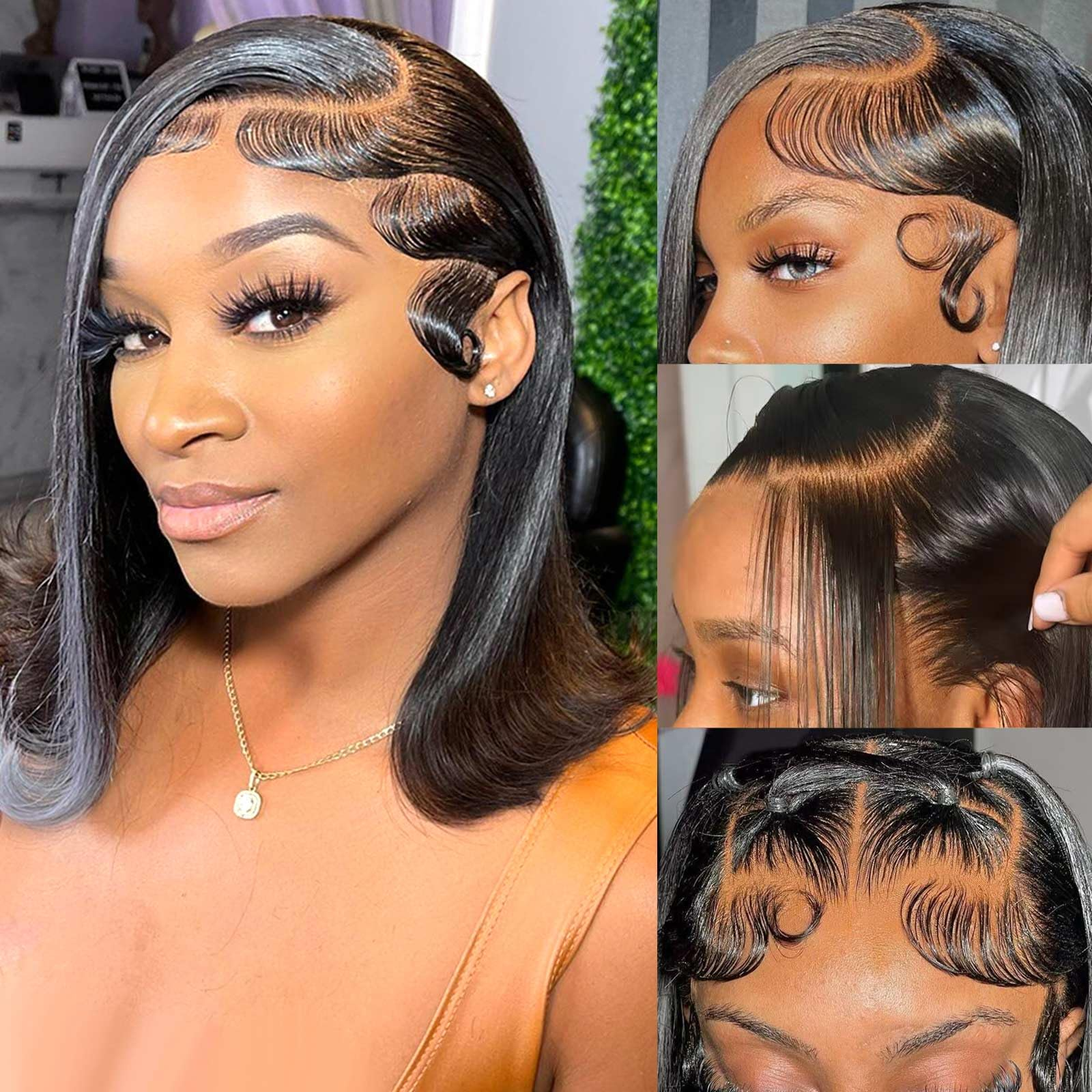 8-14 inches Brazilian Short Bob HD Lace Frontal Glueless Wig Kinky Curly Double Drawn Bob Wig Human Hair Lace Front For Women