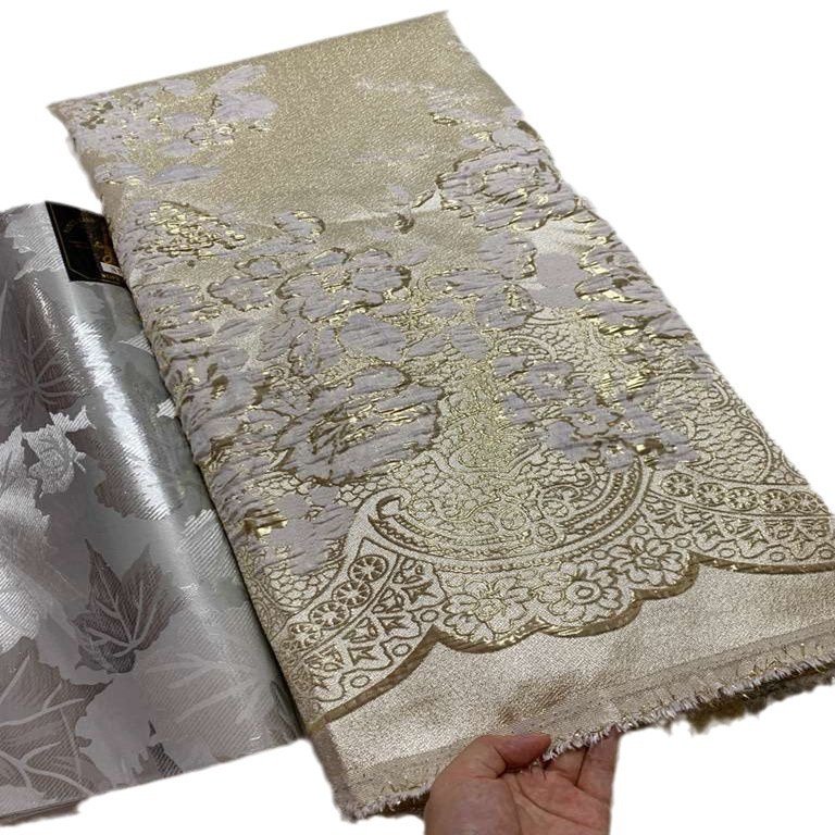 High Quality African Nigerian Gilding Tulle Embroidery Organza French Jacquard Brocade Lace Fabric