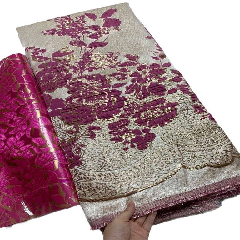 High Quality African Nigerian Gilding Tulle Embroidery Organza French Jacquard Brocade Lace Fabric