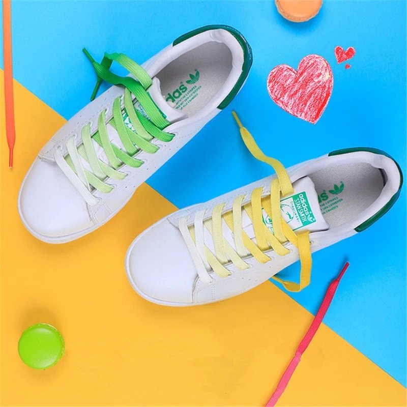 1 Pair Gradient Shoelaces Rainbow Laces Colorful Flat Shoelace for Sneaker Casual Canvas Shoe laces Shoes Strings