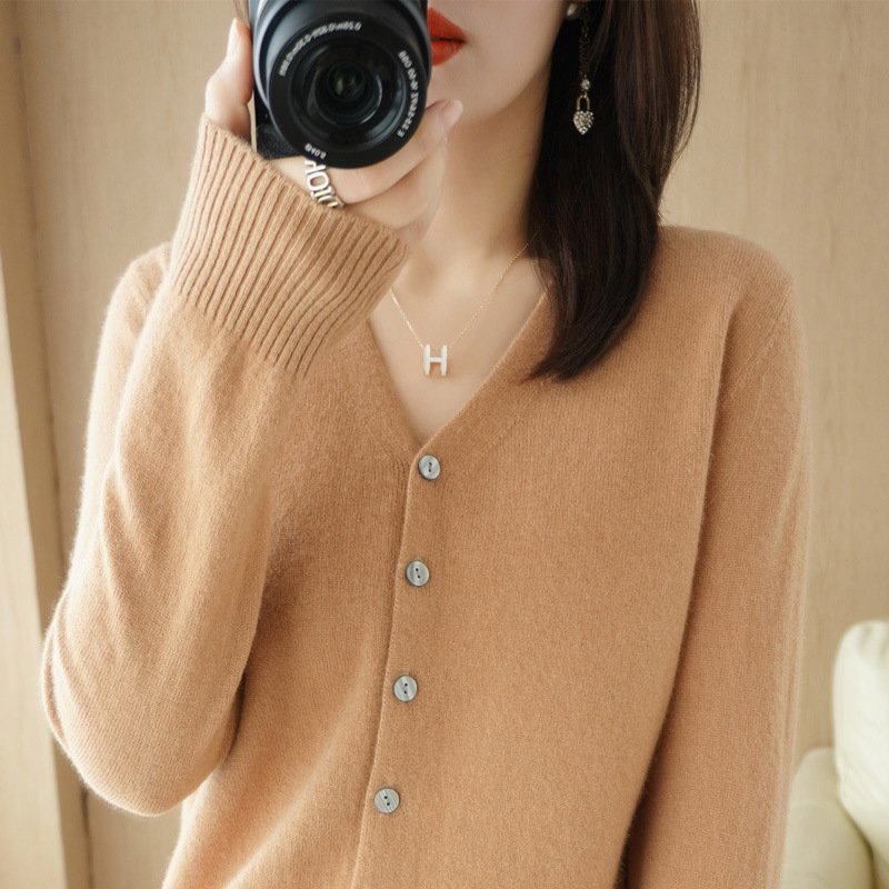 Solid Coloropen Cardigan Woman Knit Sweater Button Front Long Sleeve Knit Sweater Cardigan For Women