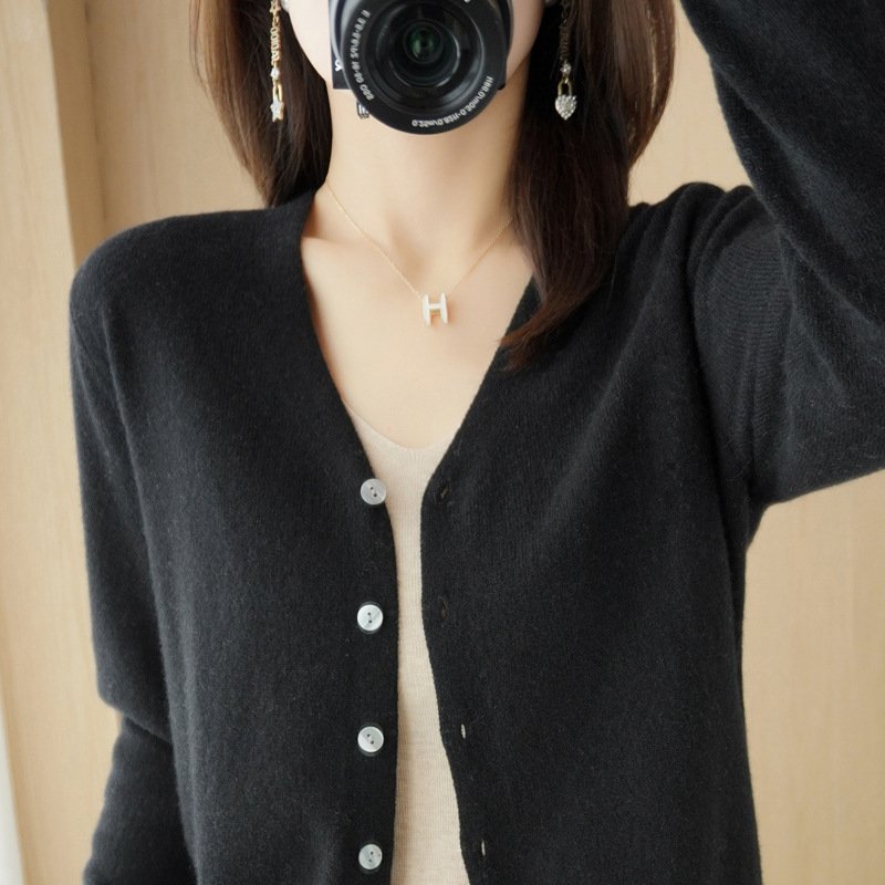 Solid Coloropen Cardigan Woman Knit Sweater Button Front Long Sleeve Knit Sweater Cardigan For Women