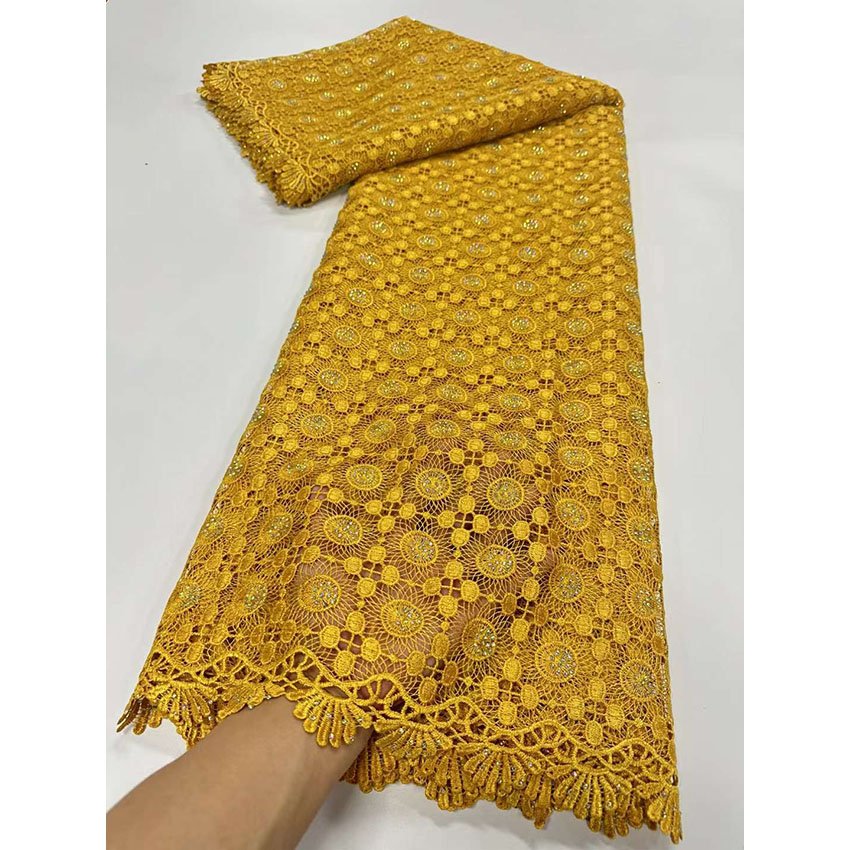 custom large flower Through Embroidery fabric cotton fabrics for clothing Stones other home textile