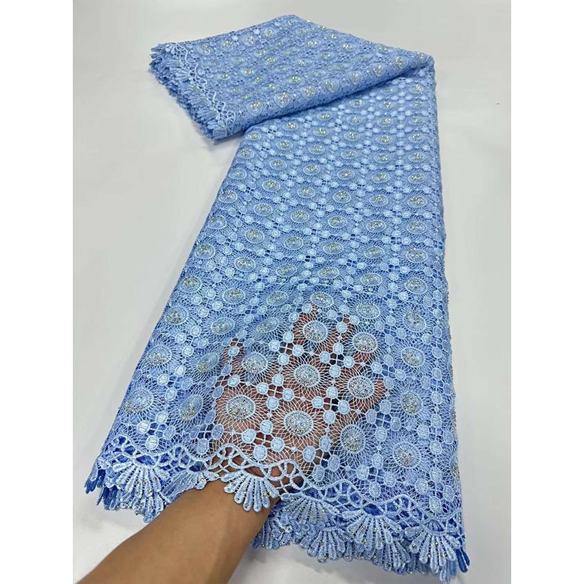 custom large flower Through Embroidery fabric cotton fabrics for clothing Stones other home textile