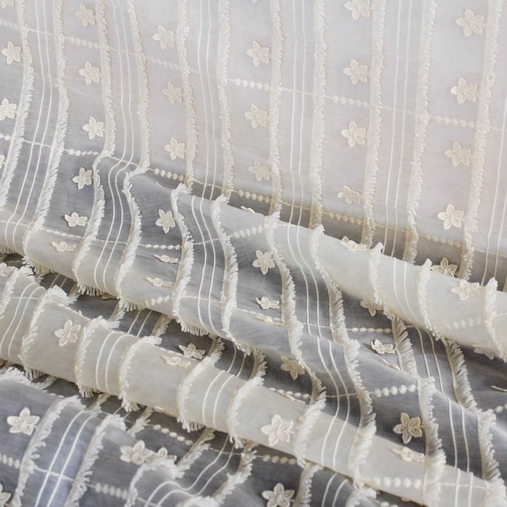 Wholesale Polyester Tencel Embroidery Fabrics Cotton Embroidered Fabric Lace For Dress Wedding Skirt Decoration 130cm
