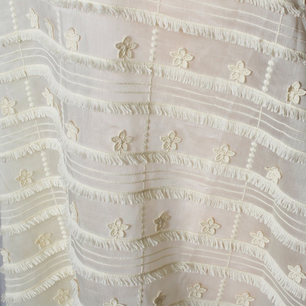 Wholesale Polyester Tencel Embroidery Fabrics Cotton Embroidered Fabric Lace For Dress Wedding Skirt Decoration 130cm
