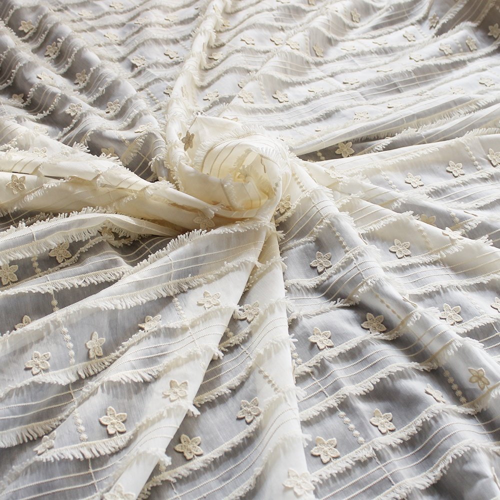 Wholesale Polyester Tencel Embroidery Fabrics Cotton Embroidered Fabric Lace For Dress Wedding Skirt Decoration 130cm