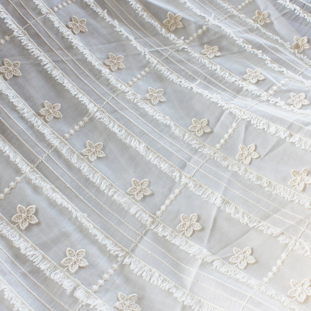 Wholesale Polyester Tencel Embroidery Fabrics Cotton Embroidered Fabric Lace For Dress Wedding Skirt Decoration 130cm