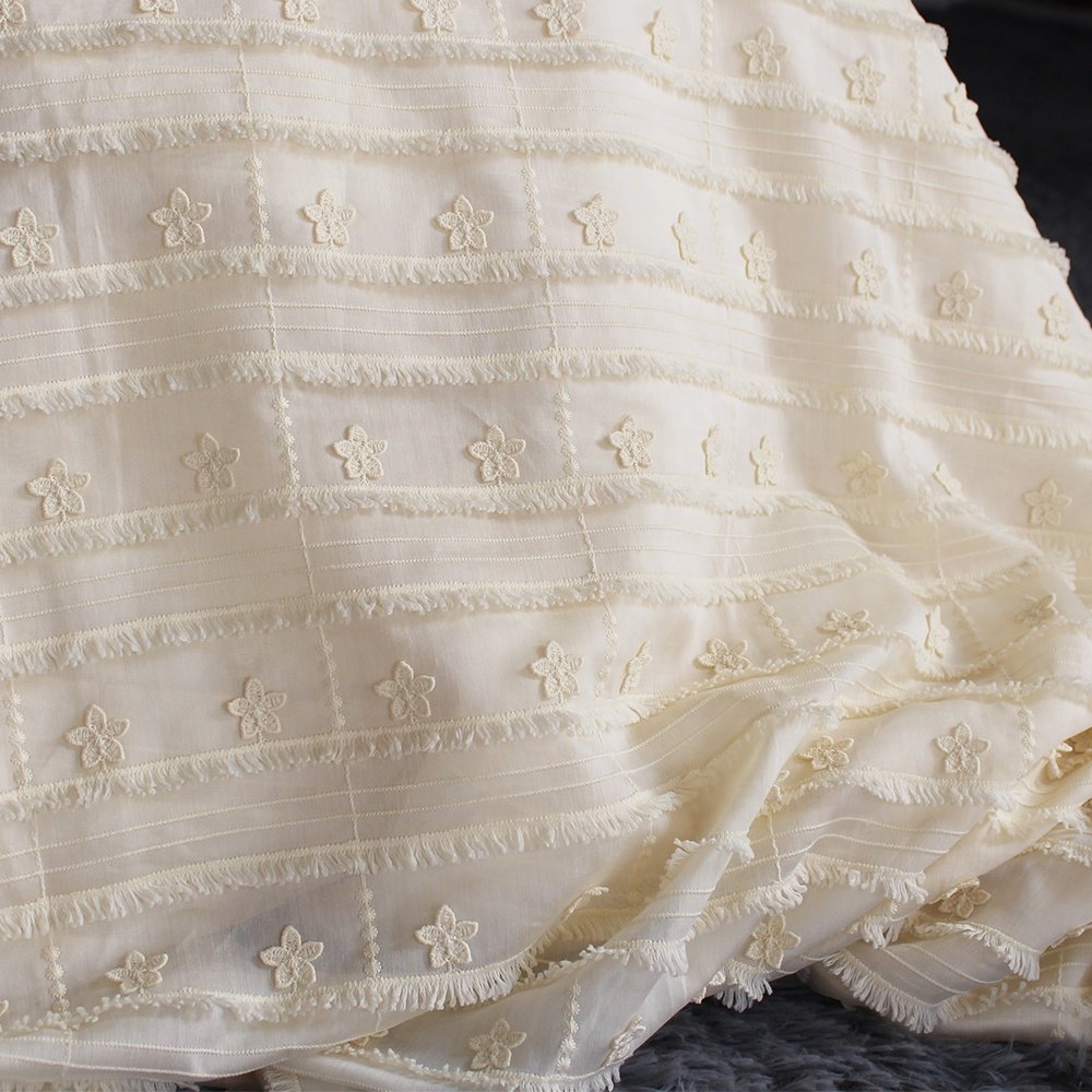 Wholesale Polyester Tencel Embroidery Fabrics Cotton Embroidered Fabric Lace For Dress Wedding Skirt Decoration 130cm