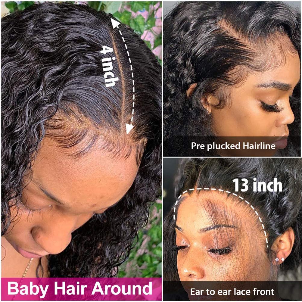 28 inch HD Lace Full Virgin Brazilian Human Hair Wigs Deep Wave Curly Transparent Lace Front Human Hair Wigs for Black Women