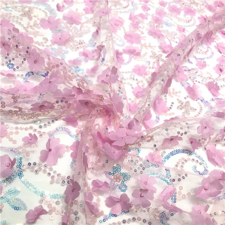 Laser 3D embroidery fabric dress improved cheongsam luggage DIY gauze lace fabric wedding dress sequin fabric