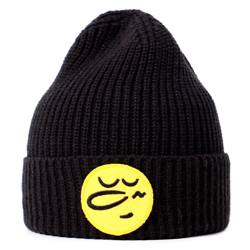 Eco Sustainable Recycled RPET Acrylic Wool Customized Woven label Patch Beanie Winter Warm Skull Cuff Ribbed Gorras Knitted Hats