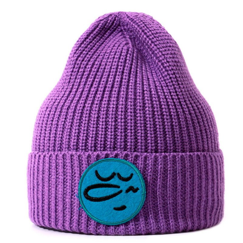 Eco Sustainable Recycled RPET Acrylic Wool Customized Woven label Patch Beanie Winter Warm Skull Cuff Ribbed Gorras Knitted Hats