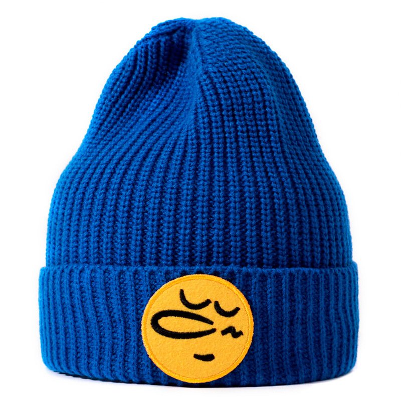 Eco Sustainable Recycled RPET Acrylic Wool Customized Woven label Patch Beanie Winter Warm Skull Cuff Ribbed Gorras Knitted Hats