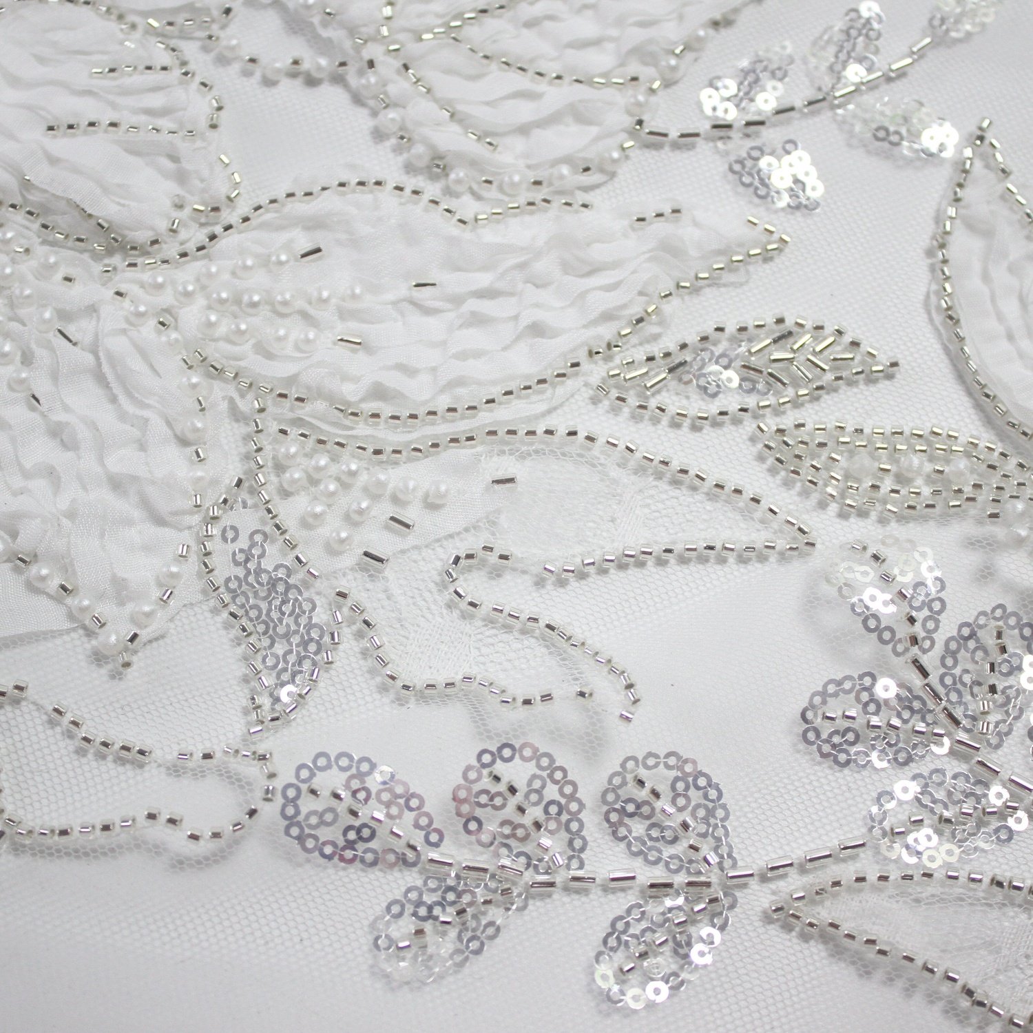 LH Luxury Flower Rope 3D Beaded Pearl Lace Fabric Bridal Wedding Party Stage Glitter Sequin Embroidered Fabric For Women Dress