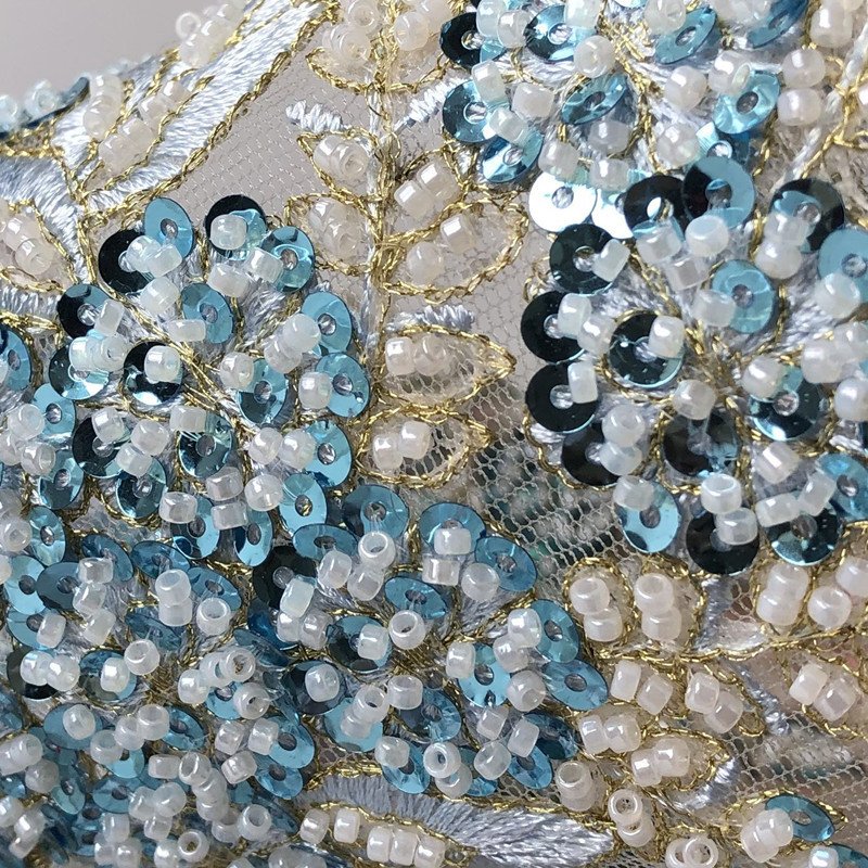 3 d flower Polyester Chemical Embroidery beaded Lace Applique heavy sequins patches For Dress