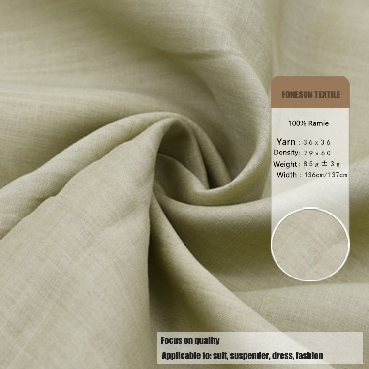 Factory Direct Stock 36S Ramie Pure Female Goods Family Hemp Straight Fabric Excellent for Men's Yarn Cool Feeling