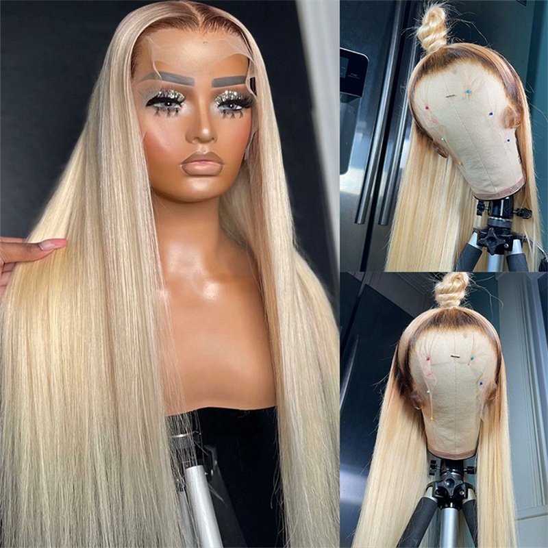 Sale Cheaper Price 4/613 Blonde Color Wigs Human Hair 13x4 Lace Front Wigs Straight Brazilian Virgin Hair Glueless Lace Wigs