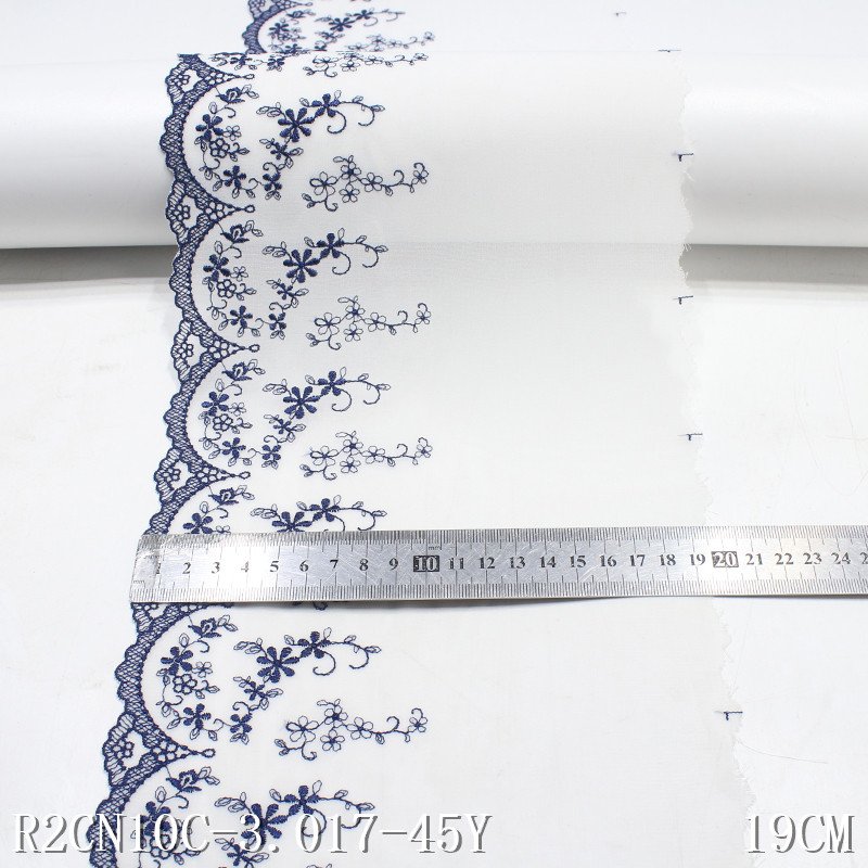 New French Polyester Embroidery Lace Trim White Chiffon Tulle Lace Fabric 19cm for Dress