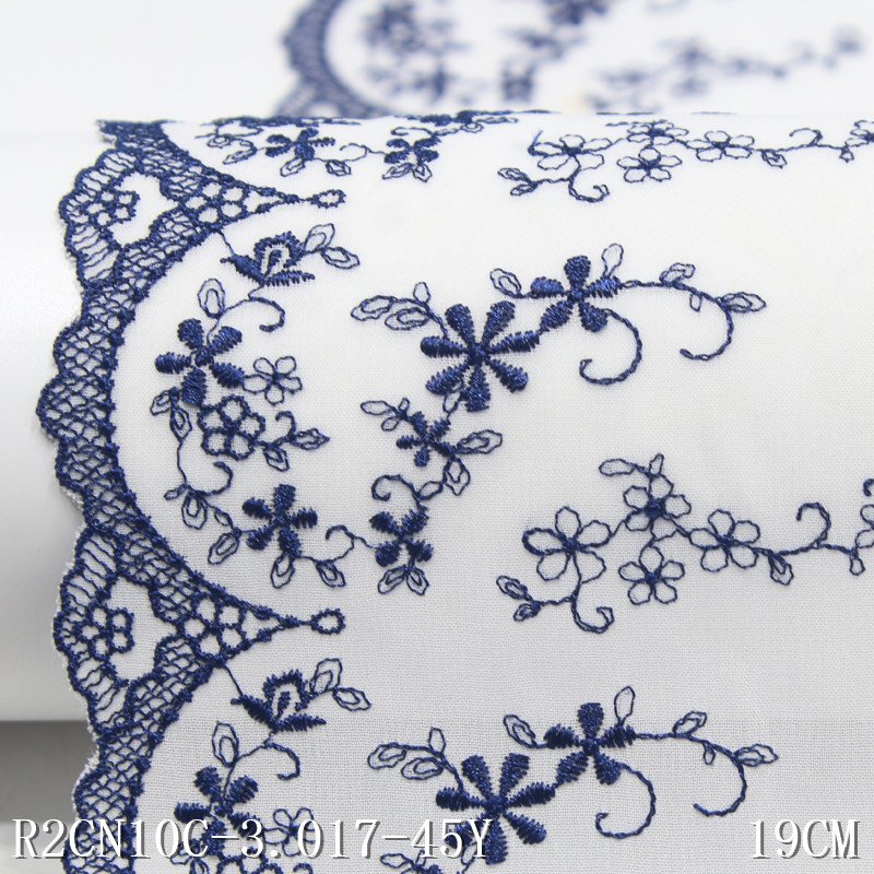 New French Polyester Embroidery Lace Trim White Chiffon Tulle Lace Fabric 19cm for Dress