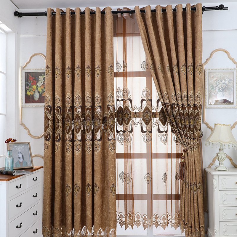 High Quality Curtain Blackout Fabric Living Room Embroidery Curtain Fabric Luxury