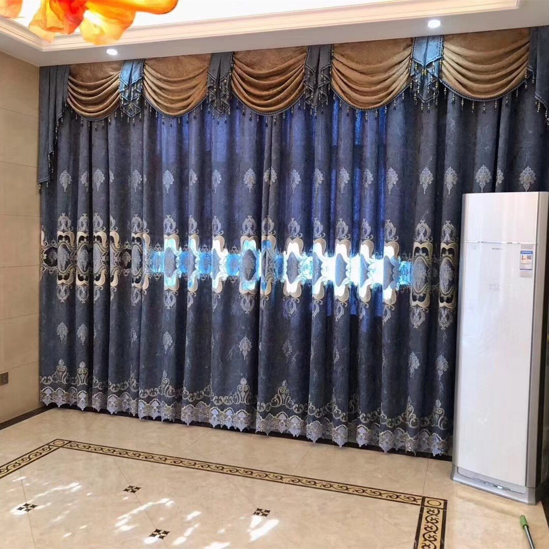 High Quality Curtain Blackout Fabric Living Room Embroidery Curtain Fabric Luxury