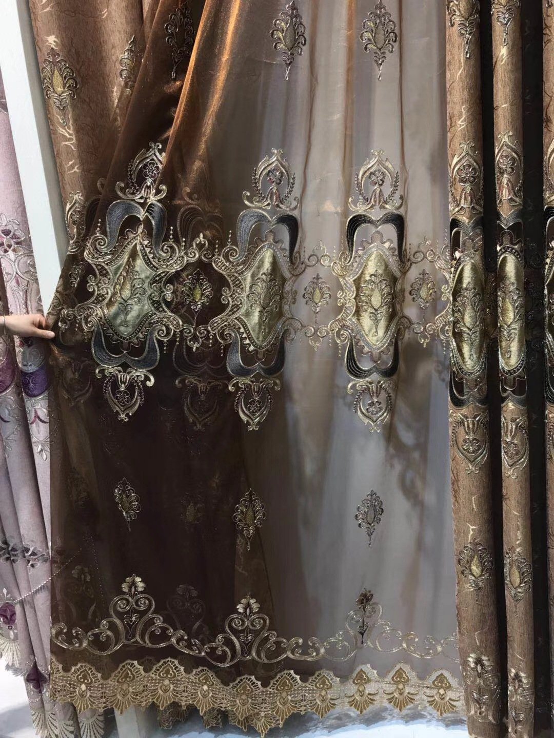 High Quality Curtain Blackout Fabric Living Room Embroidery Curtain Fabric Luxury