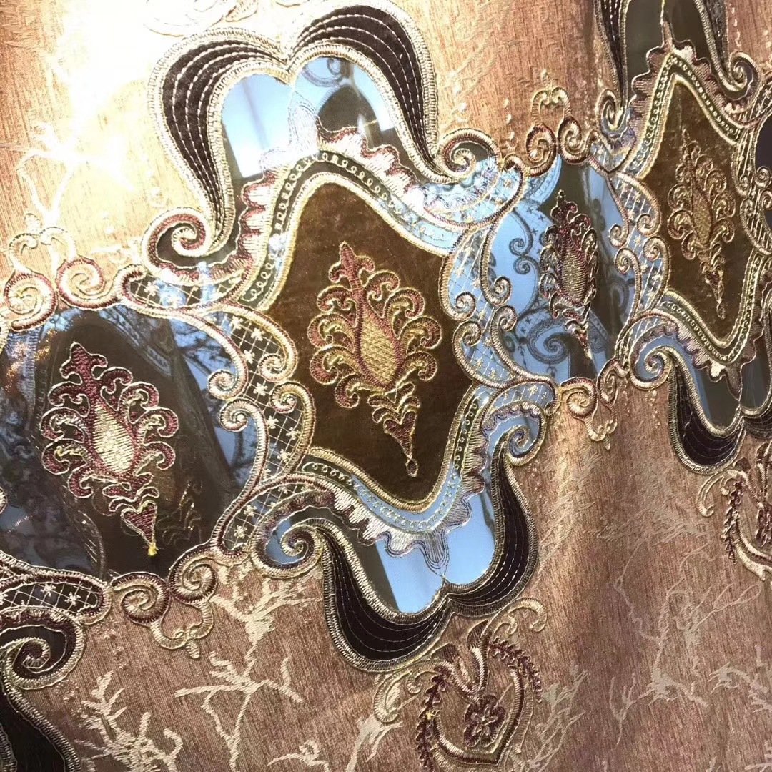 High Quality Curtain Blackout Fabric Living Room Embroidery Curtain Fabric Luxury