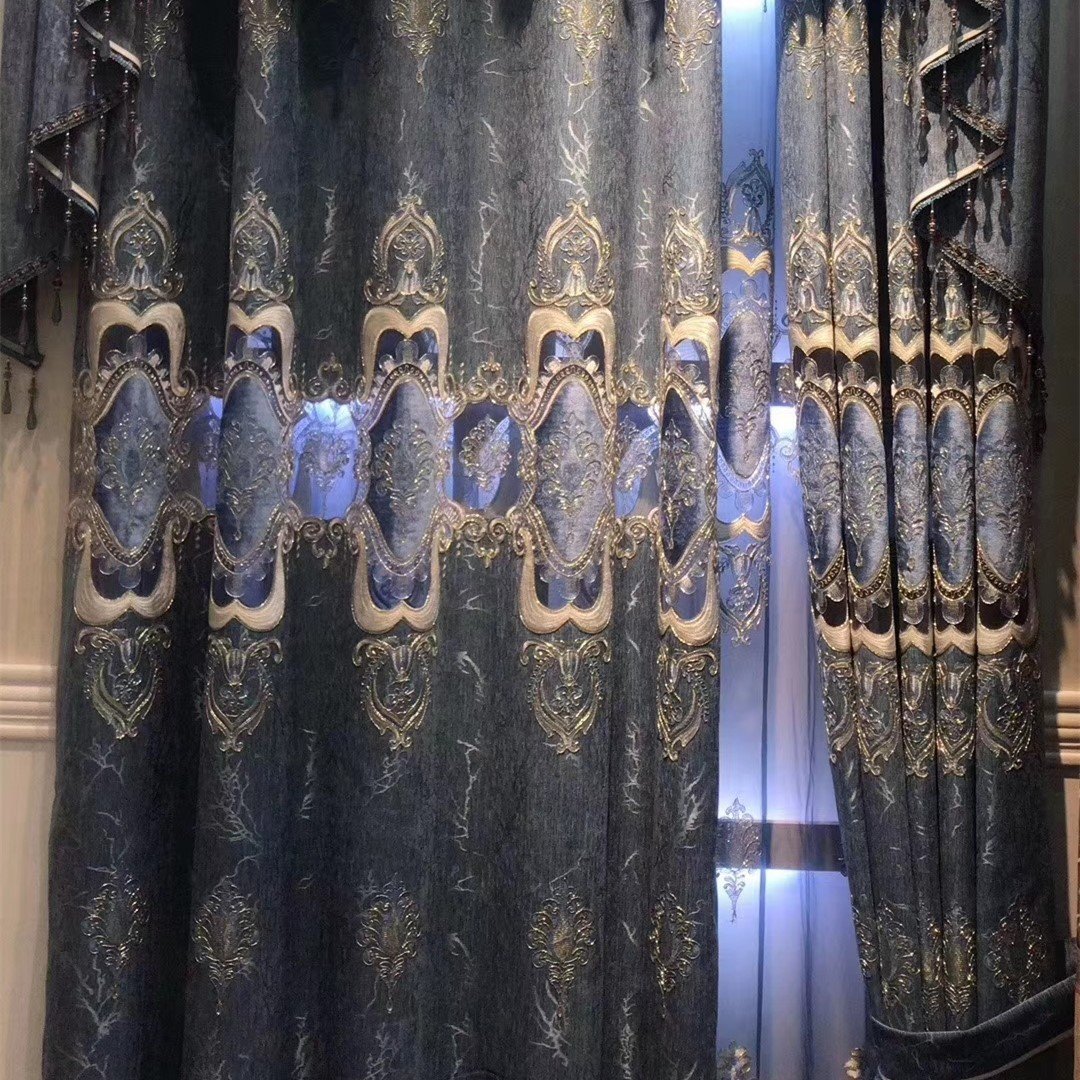 High Quality Curtain Blackout Fabric Living Room Embroidery Curtain Fabric Luxury