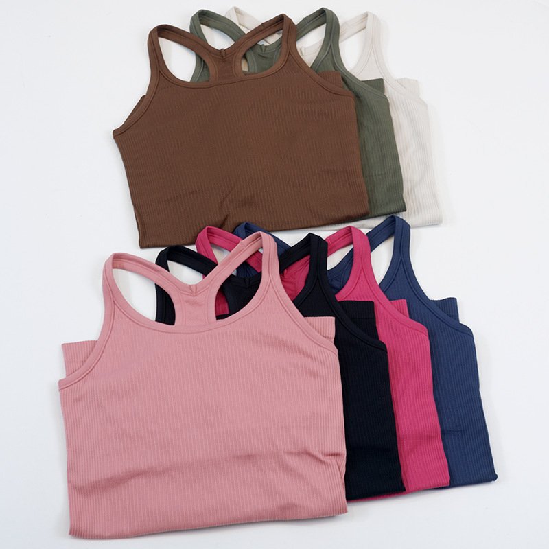 Custom lulu Vest Singlet Gym Workout Fitness Tank Top Women Ladies Fashion Stylish Women Fitness Gym Singlets Knitted vest