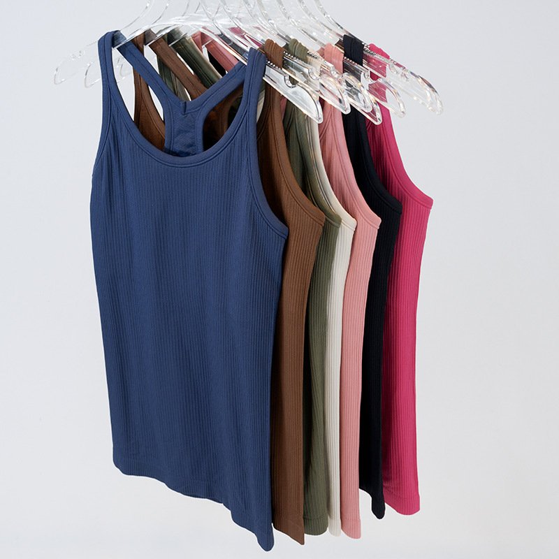 Custom lulu Vest Singlet Gym Workout Fitness Tank Top Women Ladies Fashion Stylish Women Fitness Gym Singlets Knitted vest