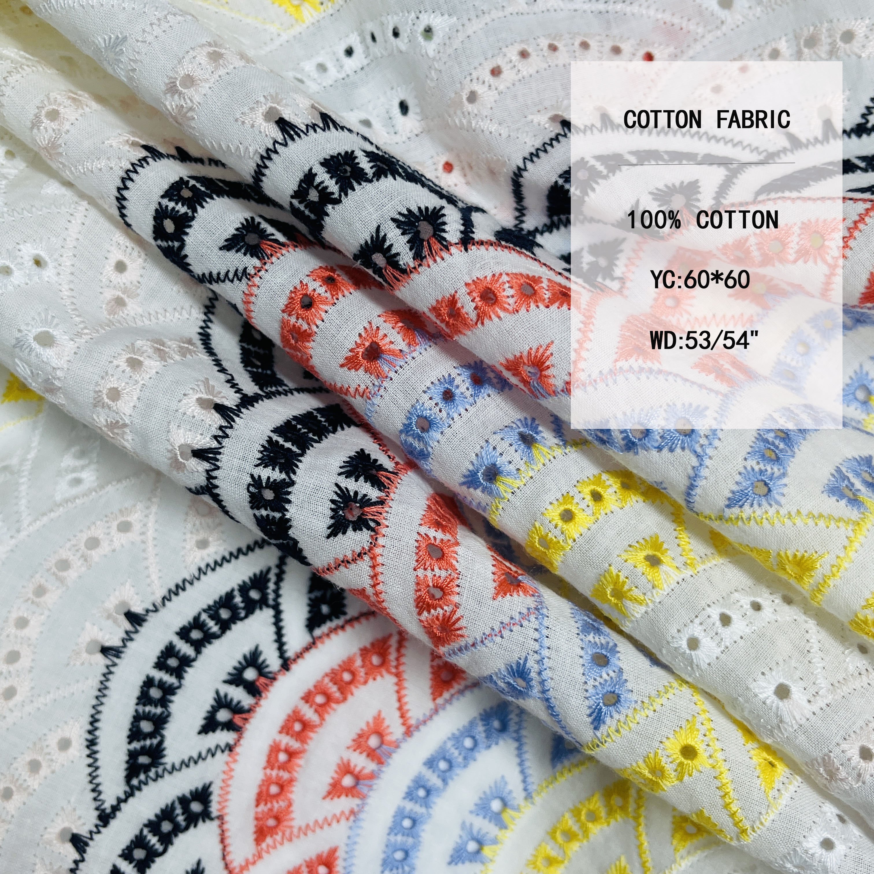 Factory Supply embroidery coton Fabric For Garments