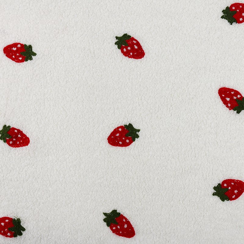 Sherpa Printed Strawberry Embroidery Polyester Fleece Knitted Fabric For Clothes