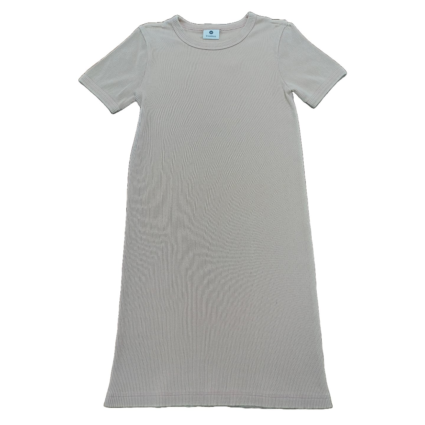 Women's Gray Crew Neck Knitted Ribbed Dress