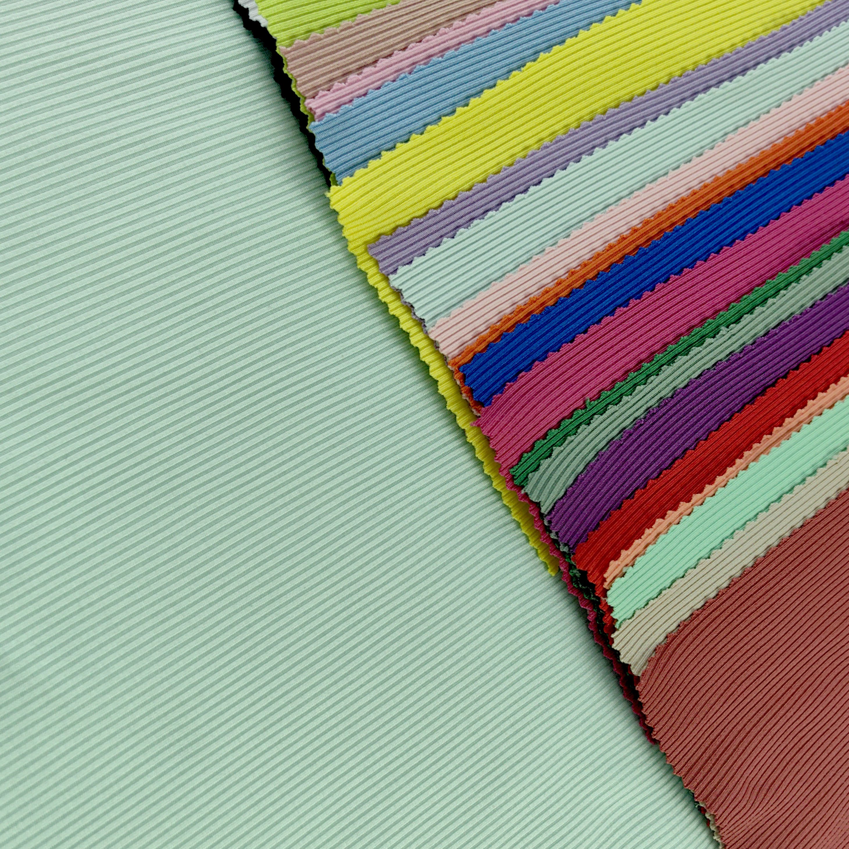 CUSTOMIZE KNITTED RIB 2X2 FABRIC 100% polyester spandex stretch FABRIC for women garment 95% poly 5%span