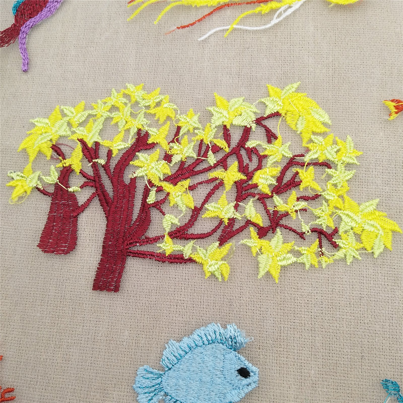 Sea Animal Fish Design Tulle White Jellyfish Animal Design Fashion Embroidery Lace Fabric
