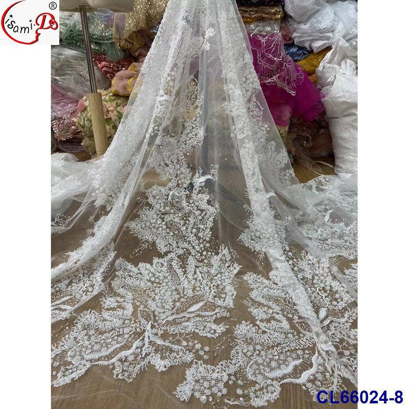 lisami fashion rhinestone beads pearl colorful quality Europe sequins embroidery lace fabric for evening party wedding dress