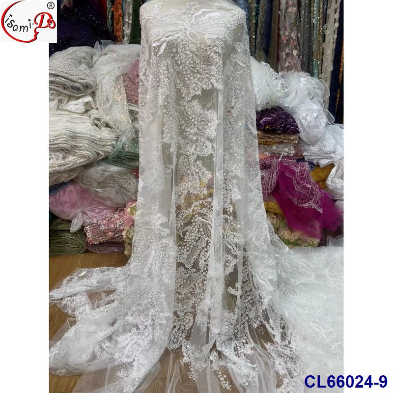 lisami fashion rhinestone beads pearl colorful quality Europe sequins embroidery lace fabric for evening party wedding dress
