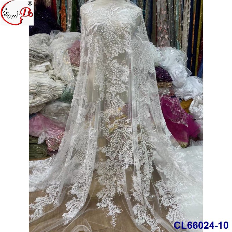 lisami fashion rhinestone beads pearl colorful quality Europe sequins embroidery lace fabric for evening party wedding dress